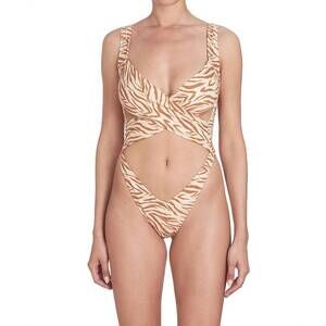 NEW REINA OLGA exotica one piece in beige zebra